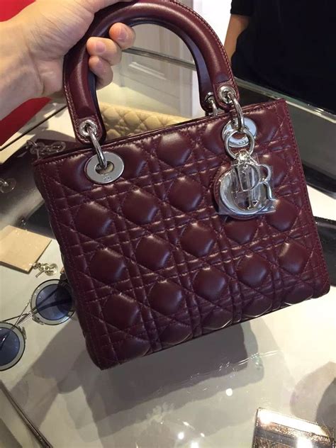 lady dior burgundy|burgundy lambskin Dior bag.